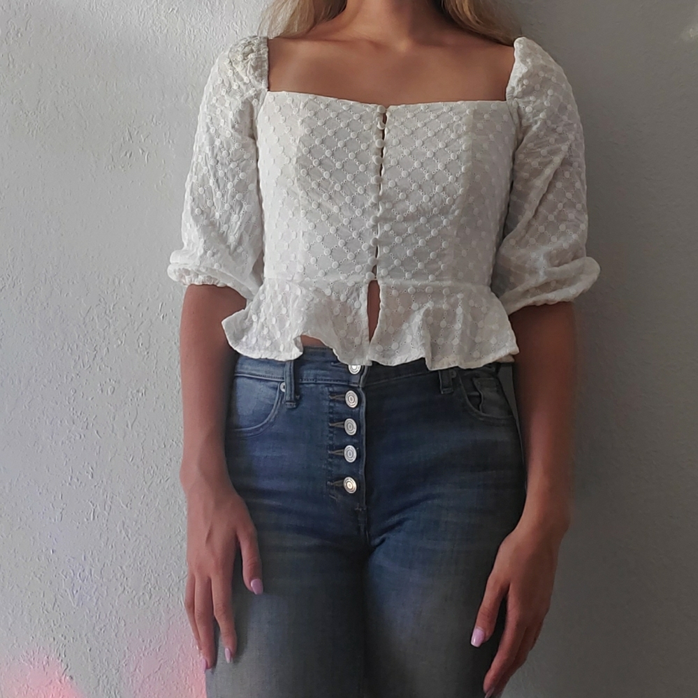 Forever 21 Button up Ruffle Top